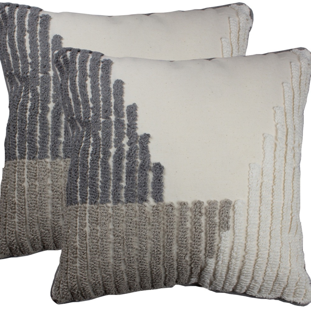 Set of 2 Struttura Abstract Boho Tufted Throw Pillow Cover 18x18 inch